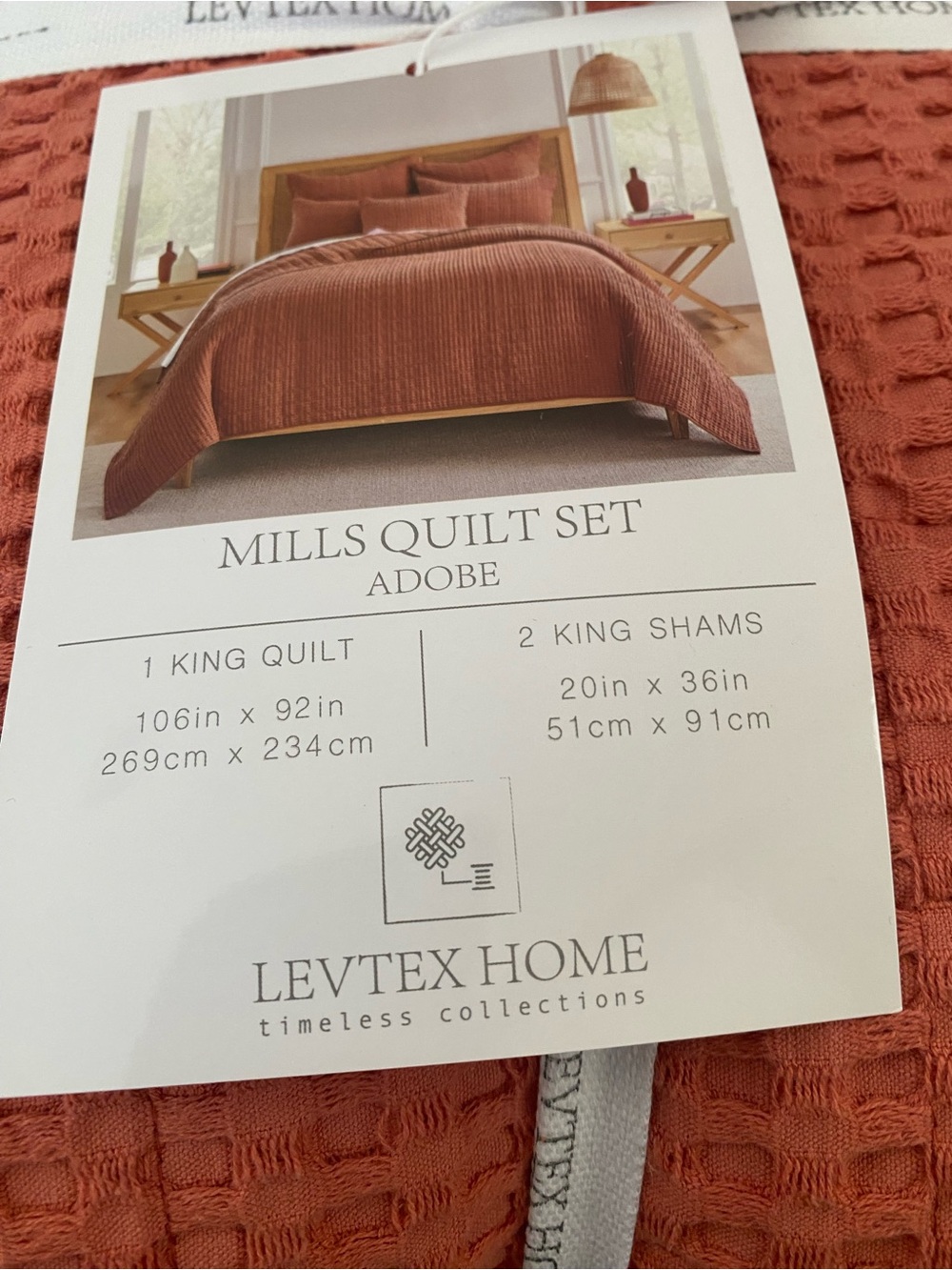 Levtex Home Mills Waffle ADOBE Quilt and Pillow Sham Set - 3 piece 106x92 inches